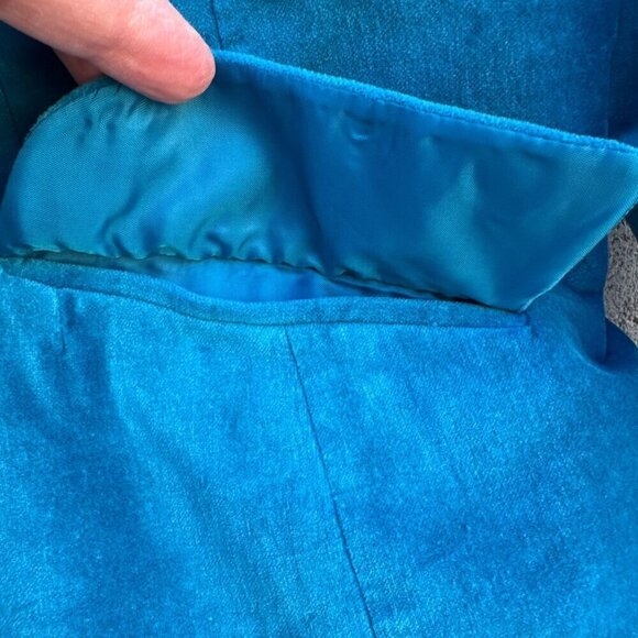 George Womens Teal Velvet Rhinestone Button Single Breasted Glam Blazer Jacket 1 - Picture 10 of 10